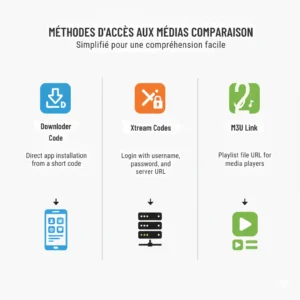 A step-by-step visual showing the IPTV Smarters Pro login screen on a TV, with URL, username, and password fields being filled in to demonstrate correct setup.