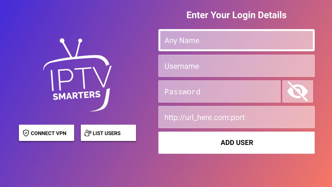 interface url iptv smarters pro avec champ url xtream codes – exemple simple
