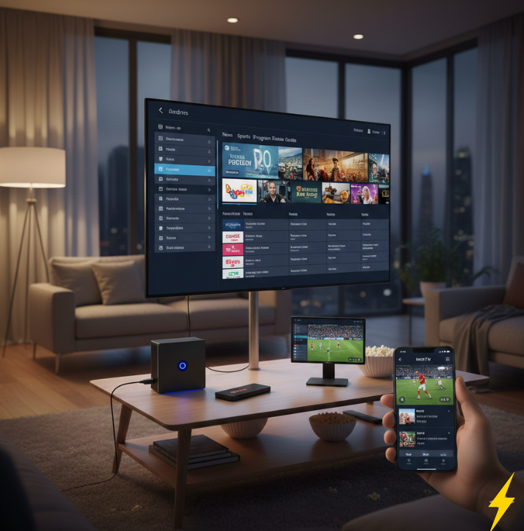 Compatibilité IPTV 1 mois avec Smart TV, Android TV, Fire TV et applications IPTV 